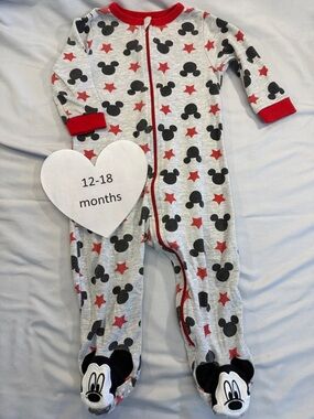 Disney - Mickey Mouse Gray and Red Footie Pajamas/Sleeper